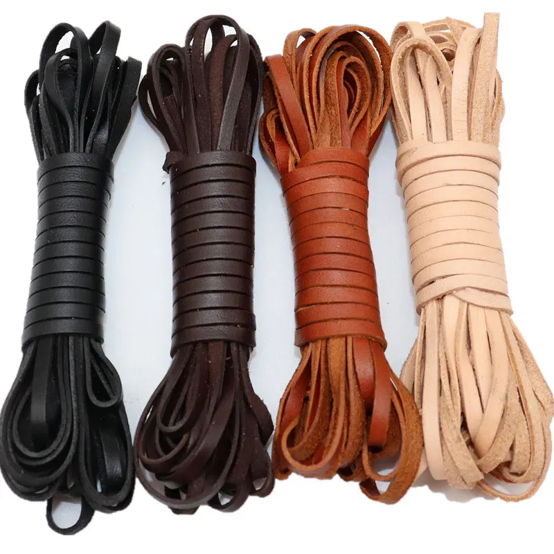 레트로  가죽 코드 3mm, 5 미터, 플랫 스트랜드 암소 가죽 로프, 목걸이 팔찌..