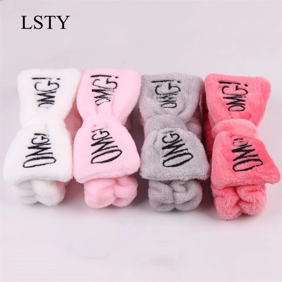 

New Letter "OMG" Coral Fleece Soft Bow Headbands for women Girls Cute Hair Holder Hairbands Hair Bands Headwear Hair Accessories