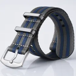 Premium Soft Nylon Watch Strap - Universal Sports Replacement Band - 20mm (CaiSe Grey Blue)