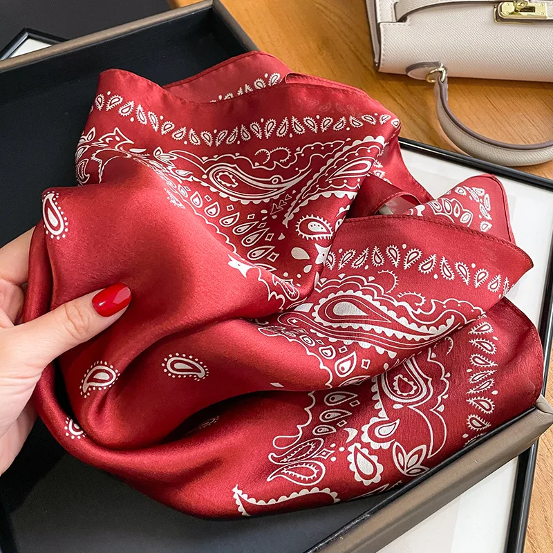 100% Real Silk Scarf Women Square Neck Tie Wrist Shawls Wraps for Ladies Foulard Scarves Pashmina Female Hijab Bandana bufanda 3