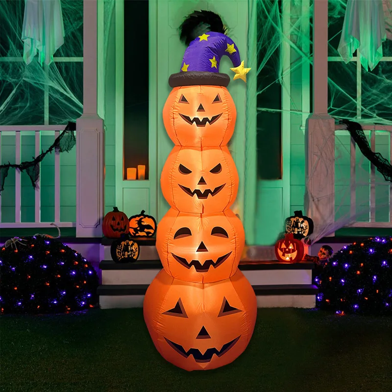 

2.4m Tall Pumpkin Skewers Halloween Inflatable Pumpkin Indoor Outdoor Lawn Yard Inflatable Pumpkin Halloween Decoration Ornament