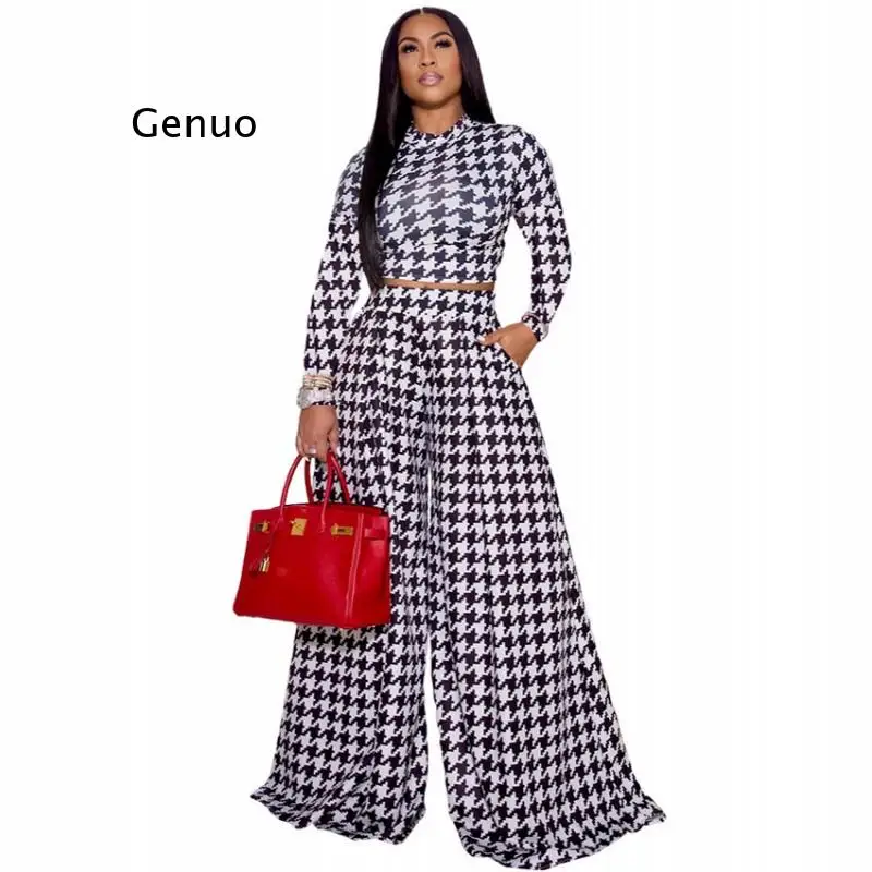 

Two Pieces Sets Autumn Women Tracksuits Long Sleeve O-Neck Tops And Pants Suit Sporty Fitness Print Outfits 2 Pcs Street