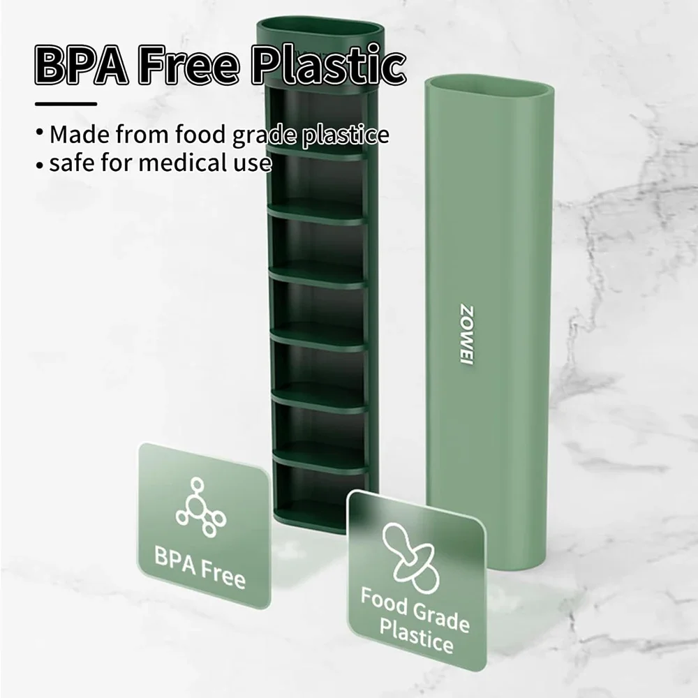 Compact and Stylish Weekly Pill Organizer for Vitamins and Supplements
