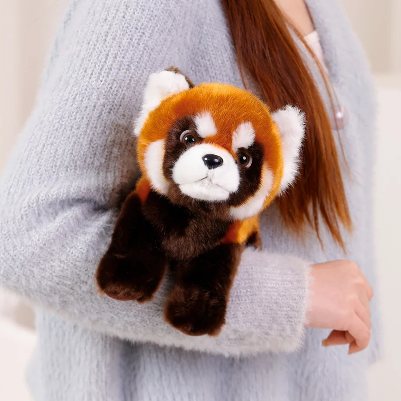 Lifelike 30cm Realistic Lesser Panda Fluffly Plushies Doll Lying Soft Cartoon Stuffed Cuddly Babys Appease Pillow for Girls Gift