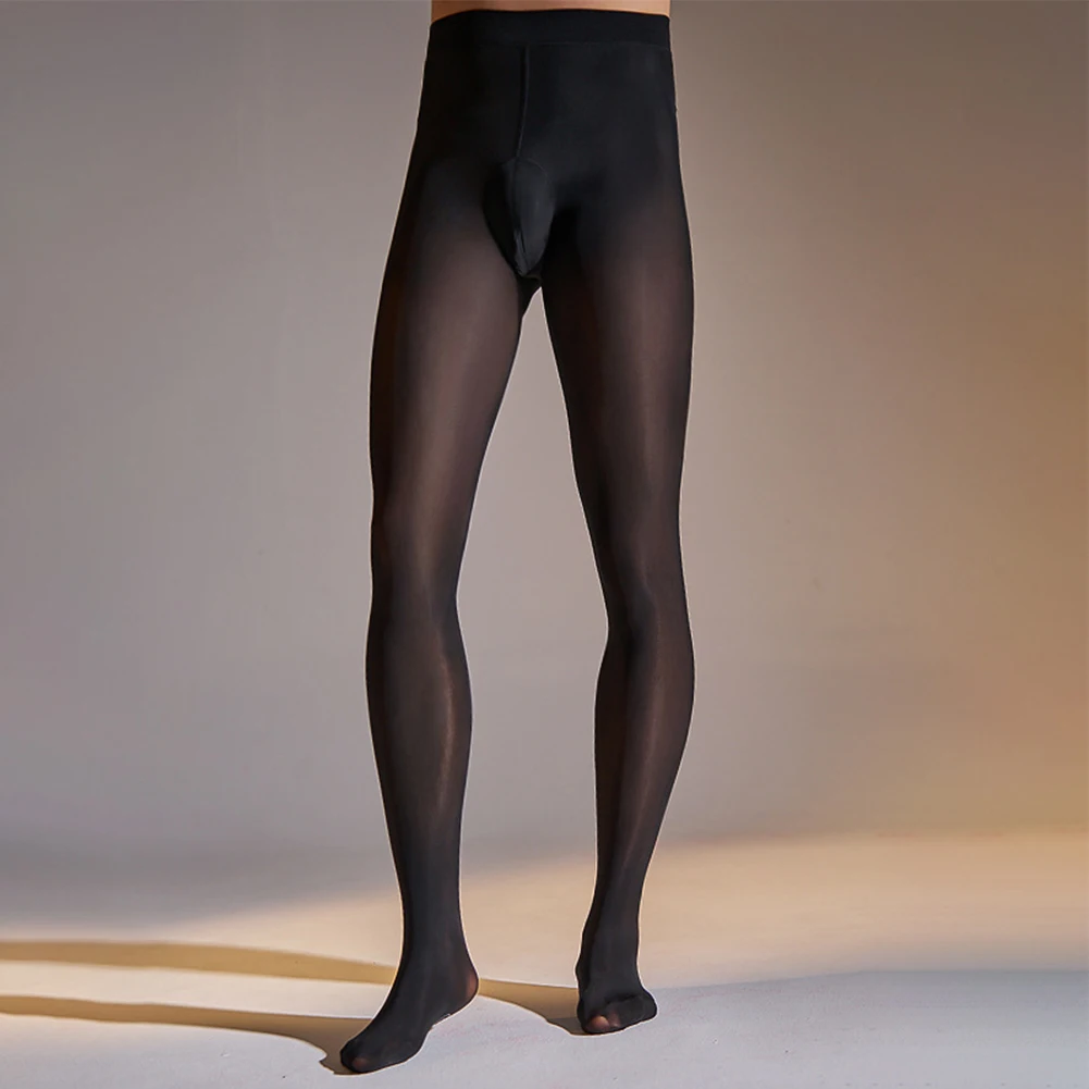 

Sexy Plus Size Stockings Mens Pantyhose Ultra-Thin Sheer Shiny Stockings Tights Underwear Stretch Long Leggings Lingerie
