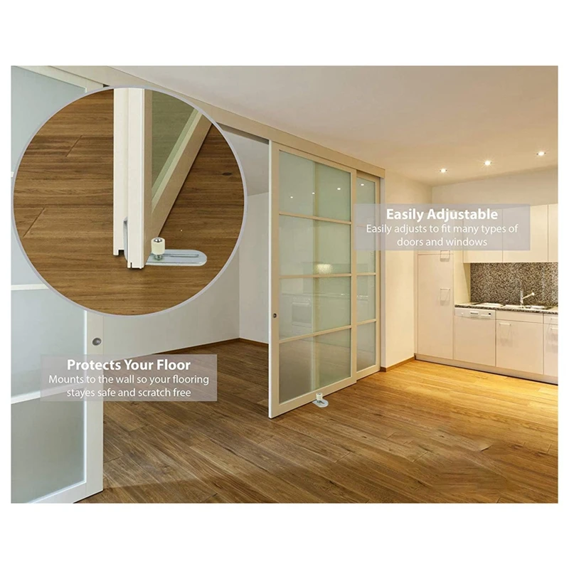 VEHO-Barn Door Floor Guides, Bottom Flooring Frame Support With Smooth, Quiet Bearings, Adjustable Roller Sliding Stay
