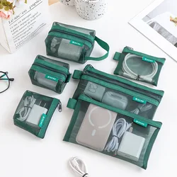 Clear Mesh Multi - Use Travel Organizer Pouch (Green Set - 6pcs)
