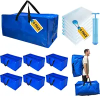 12 Pack Heavy Duty Extra Large Moving Bags with Backpack Straps & Large Vacuum Storage Bags Moving Supply Combo, Moving Totes wi 1