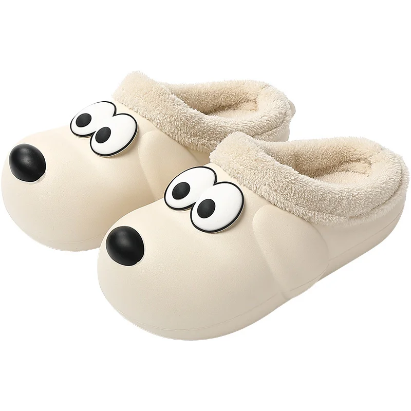 Waterproof Cotton Slippers For Women In Winter Indoor Home Slipper For Couples Anti Slip Cartoon Cute Warmth Plush Men's Slipper