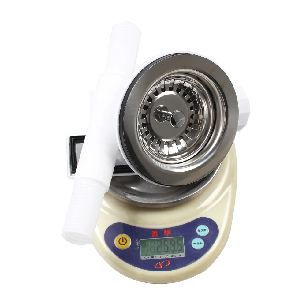Talea Kitchen Sink Strainer 1&frac12;" (114mm) SUS304 Stainless Steel Plug Waste with Overflow Head with PVC Pipe XK186C059
