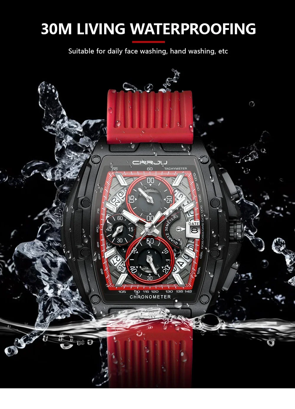 Top Brand Men's Watches Luxury Square Quartz Wristwatch Waterproof Luminous Chro