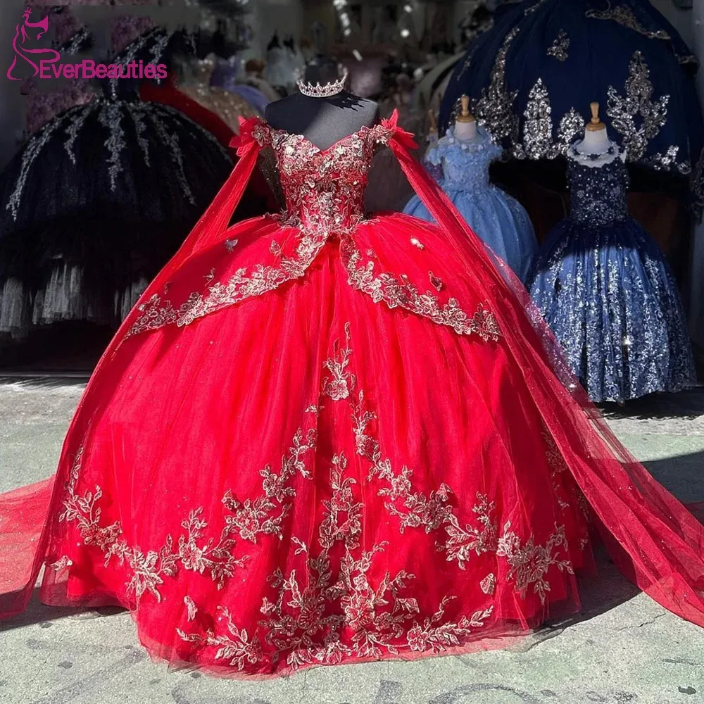 

Tulle Appliques Quinceanera Dress for Women Vestidos De 15 Quinceañera Ball Gown Prom Dresses Off Shoulder Sweet 15 16 Dress