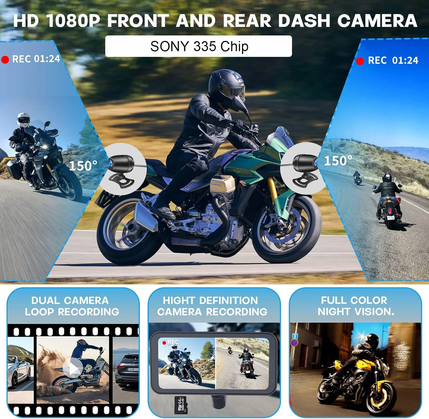 Motorcycle DVR 6.25 Inch Dash Cam Drive Recorder Carplay 2K Sony Dual Camera Front Rear TPMS Navigation Motorcycle Accessories - Image 4