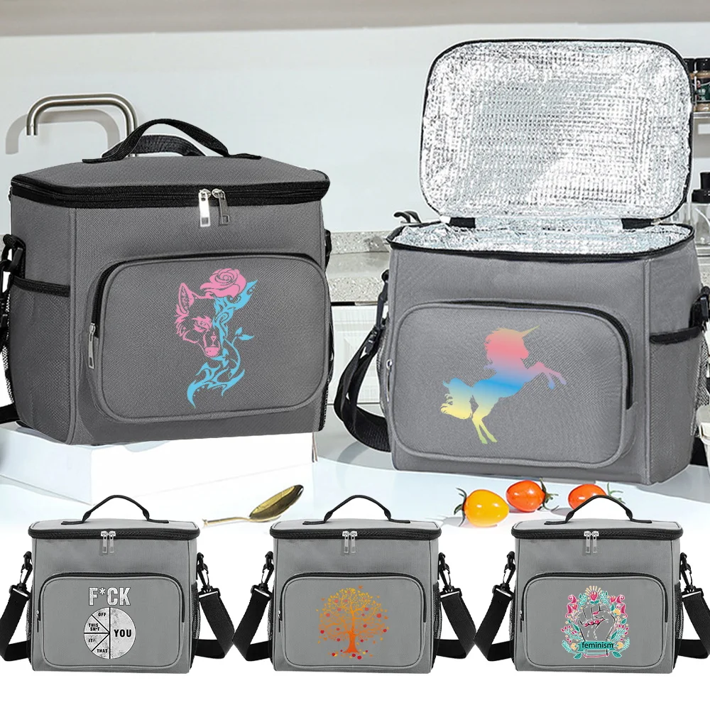 

Lunch Bags LunchBox Insulated Thermal Handbag Waterproof Camping Organizer Case Cooler Food Storage Boxes New Color Printing