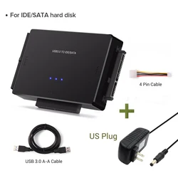 Universal SATA/IDE to USB 3.0 Hard Drive Adapter Cable with 6TB HDD Support (US Plug)