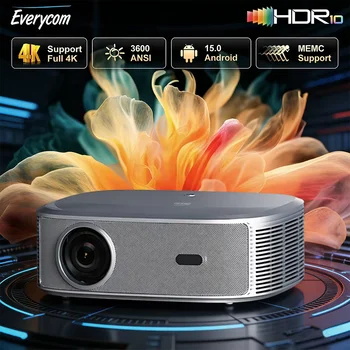 Proiettore Everycom HQ11W 3600 ANSI Android 15 Full HD 1080P 4K HDR10, Proiettori a Bassissimo Rumore 15dB per Home Theater