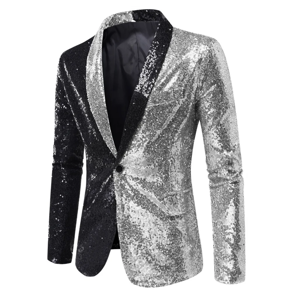 Shiny Red Sequin Disco Glitter Party Blazer for Men Christmas Mardi Gras Halloween Costume Dinner Wedding Prom Suit Jacket 2XL