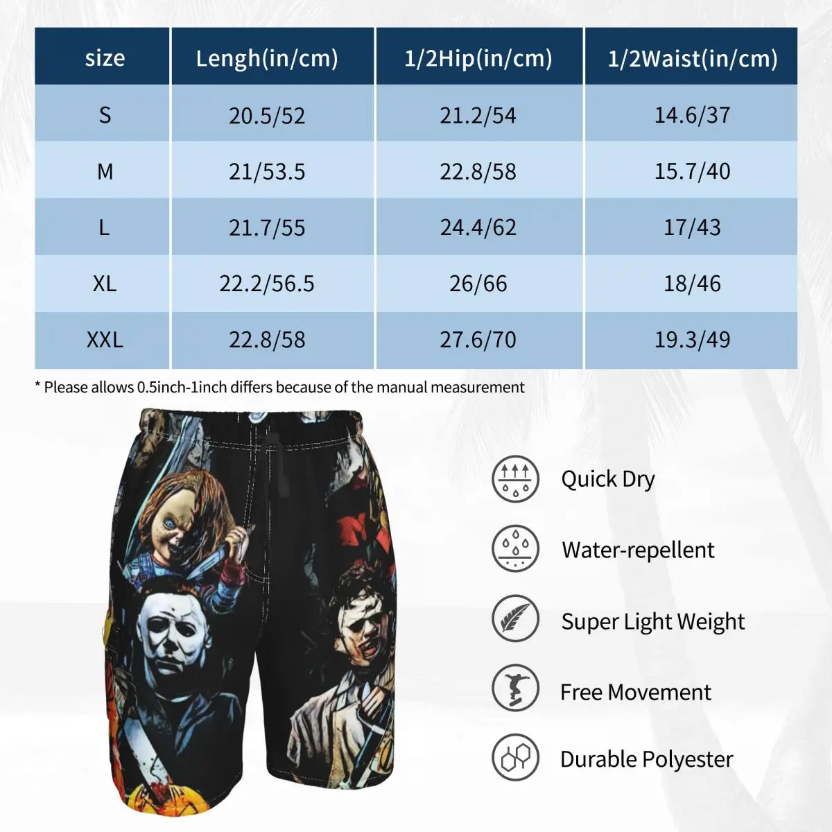 Hellraiser Board Shorts Horror Movie Characters Males Comfortable Beach Shorts Trenky Custom Plus Size Swimming Trunks 5