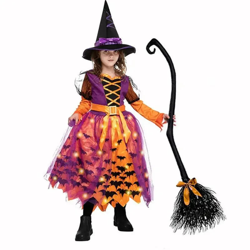 Multicolour Halloween Magic Broom Wacky Witch Brooms With Colorful Ribbon Cosplay Dress Up Halloween Party & Holiday Decorations