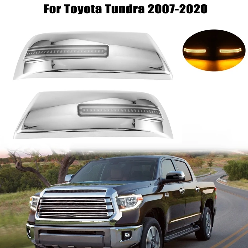 

LED Rear View Mirror Cover LED Turn Signal For Toyota 2007-2020 Dynamic Flowing Lights Mirror Covers Frame