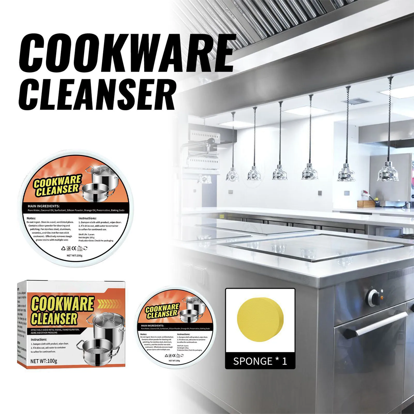 

Kitchen Cookware Cleanser Efficient Multi-Purpose Cleaner Polish Agent Remove Stains for Oven Pan Cookware Home Kitchen Cleaning