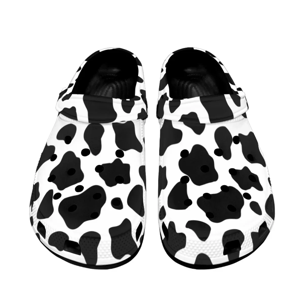 Casual Ladies Indoor Slippers Classic White And Black Cow Design Non-Slip Lightweight Sandals Women Breathable Slides Footwear