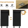 55" Kitchen Cart with Wood Top and Drop Leaf Breakfast Bar, Rolling Mobile Kitchen Island Table on Wheels with Drawer 4