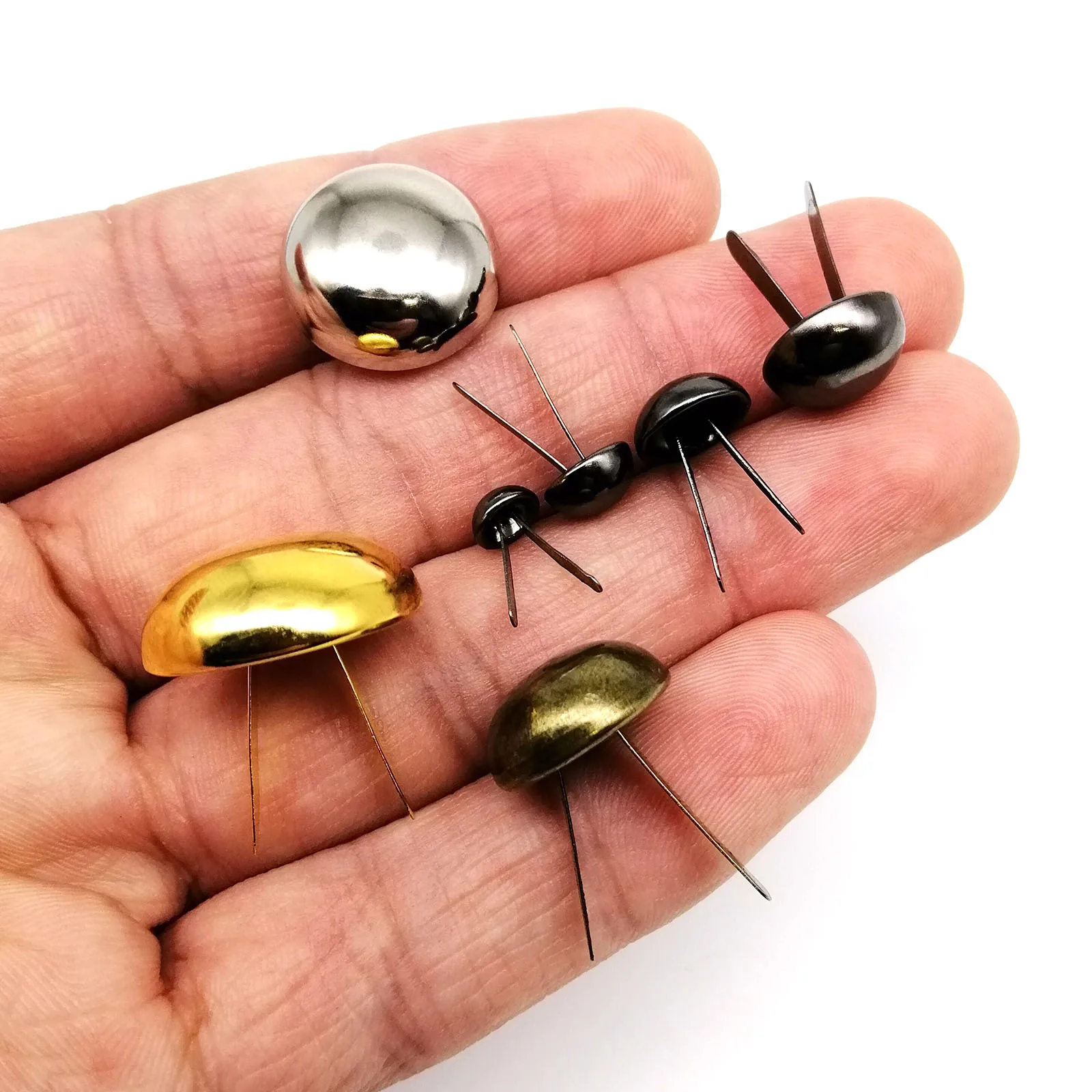 Metal Rivets Metal Studs Leather Rivets 50pcs Semi Ball Round Leather Craft Bag Handbag Bottom Protecting DIY Metal Iron Two Leg Feet Pierced Rivet Stud Nail