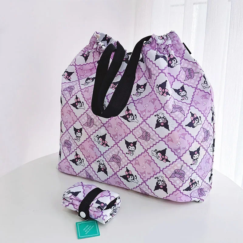 Sanrio women cartoon travel large capacity shoulder bag handbag hello kitty kids storage foldable environmental shopping bag 6