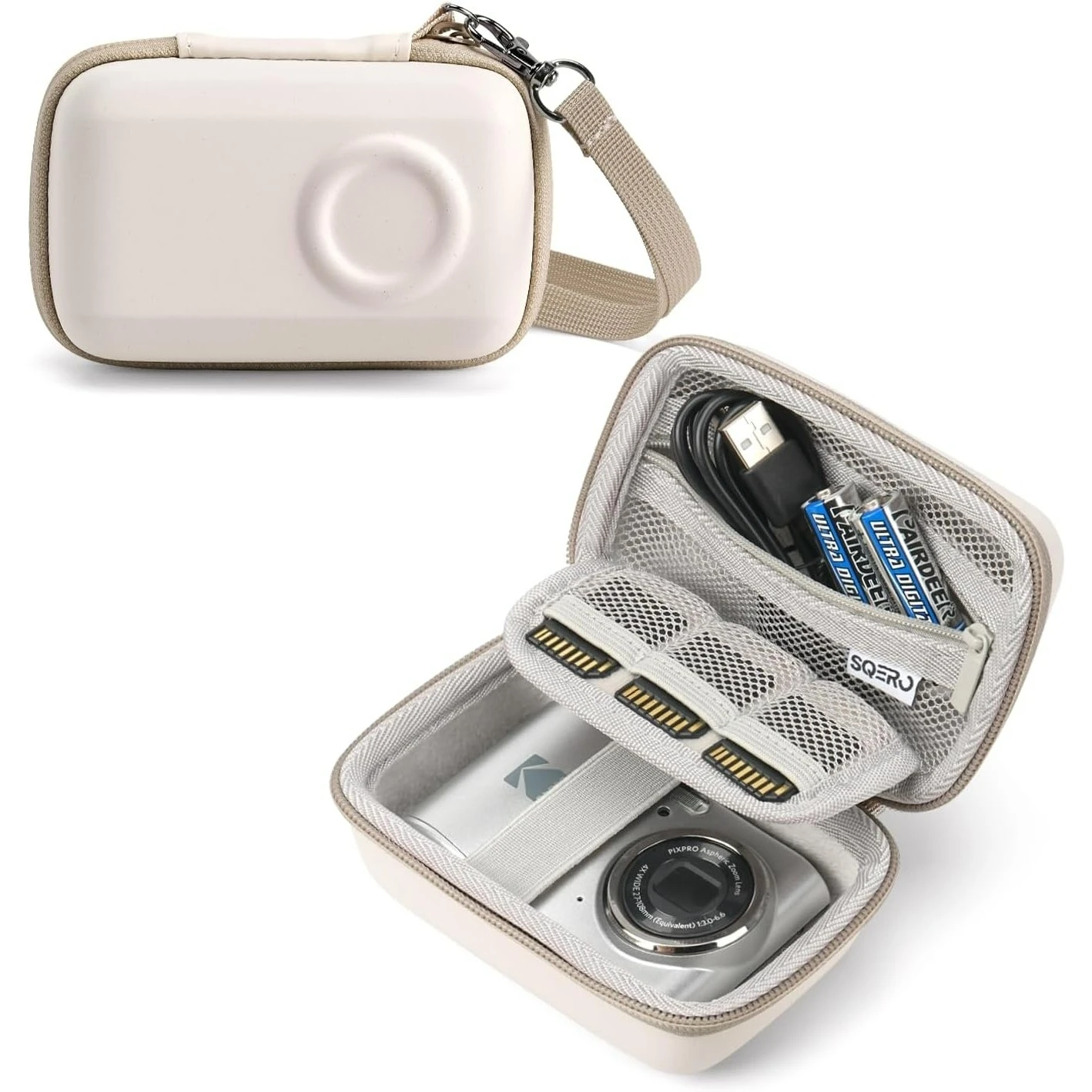 Estuche para cámara digital para KODAK PIXPRO FZ55/FZ45 y CAMKORY 1080P - Bolsa de viaje compacta con 3 ranuras para tarjetas SD, bolsa pequeña y liviana