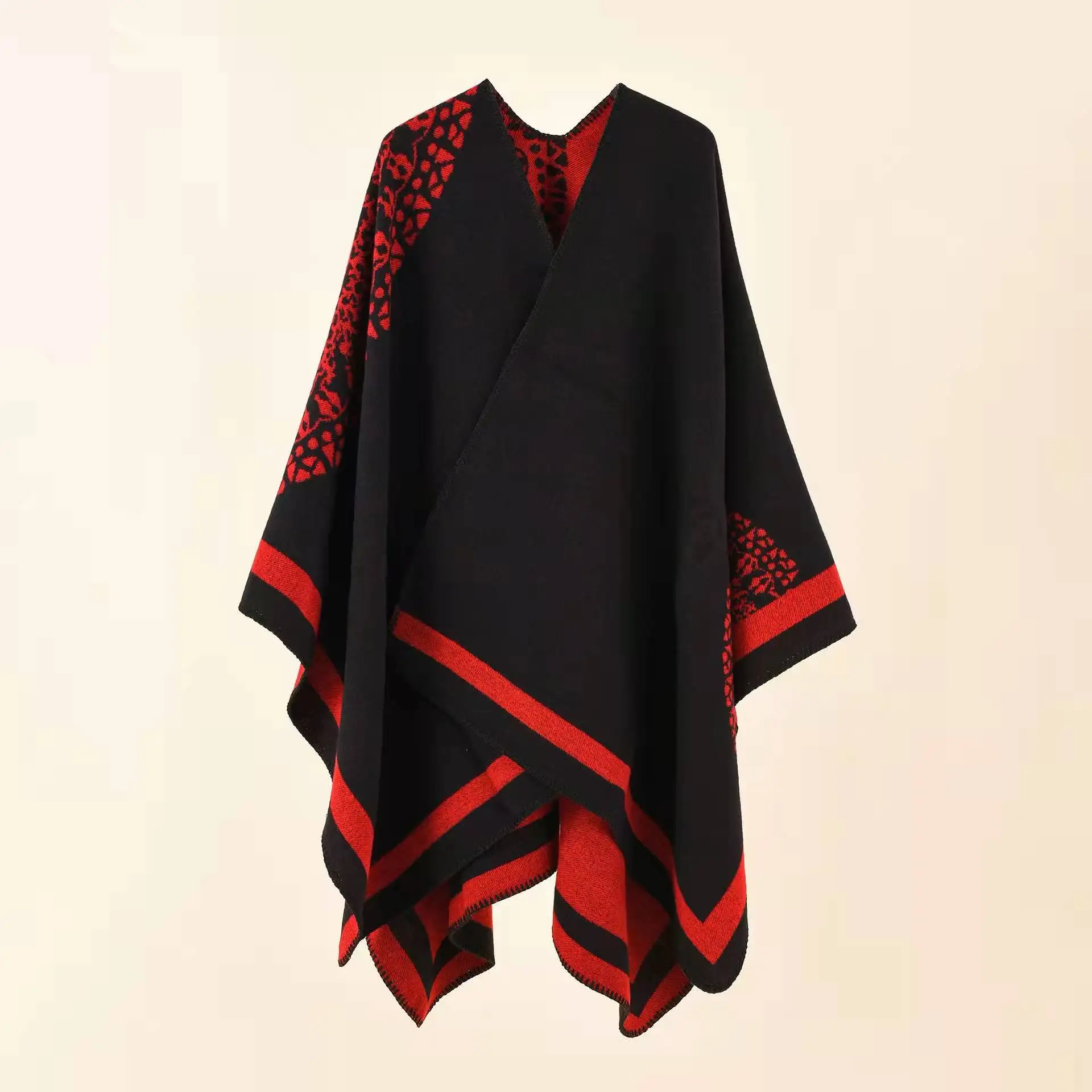 Spring Autunm Fashion Scarf Women Imitated Cashmere Cape Coat Elegant Keep Warm Cloak Shawl Pattern Print Female Poncho Cardigan