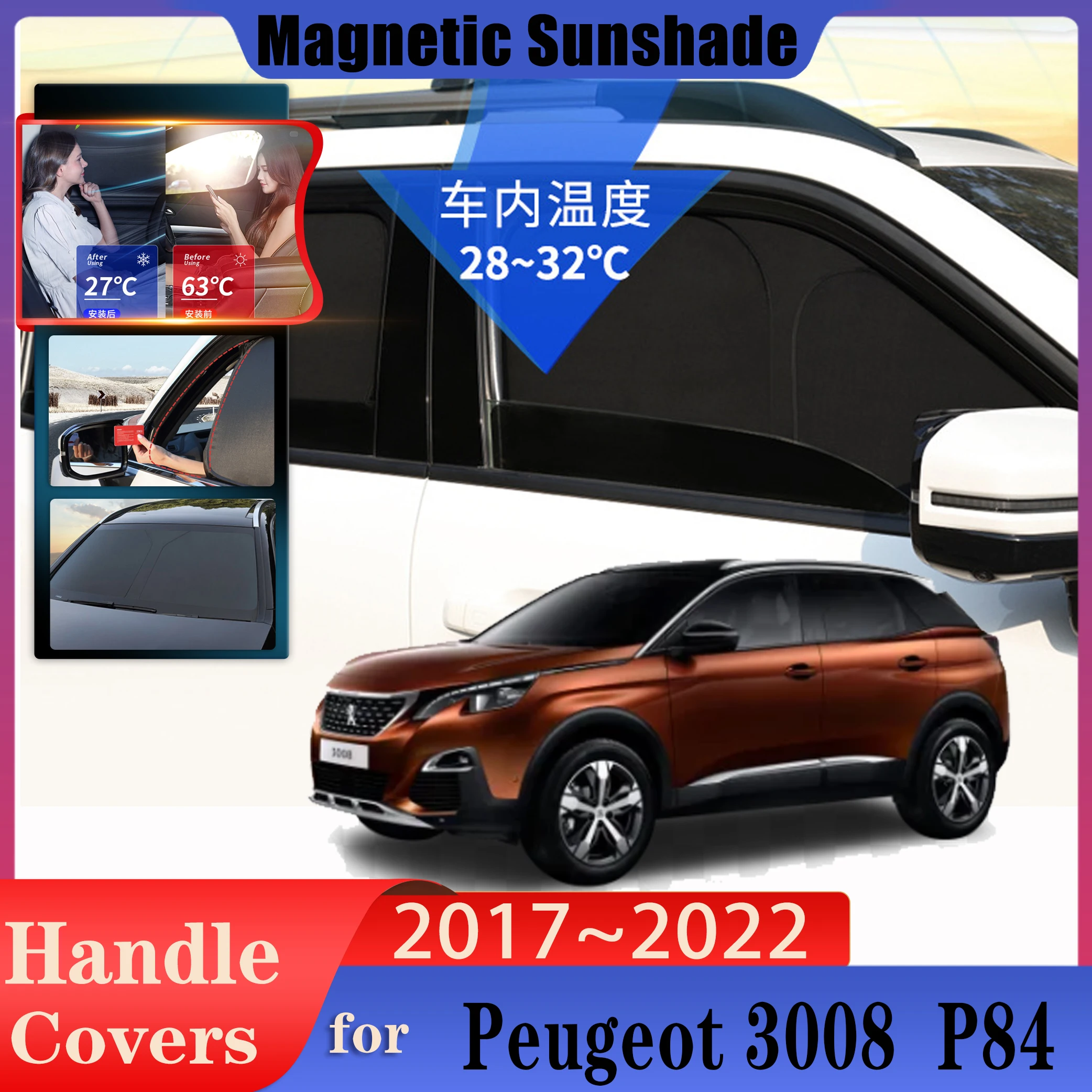 

Car Coverage Sunshades For Peugeot 3008 P84 MK2 2017~2022 Anti-UV Car Sunscreen Window Sunshade Covers Accessories Sun Visors