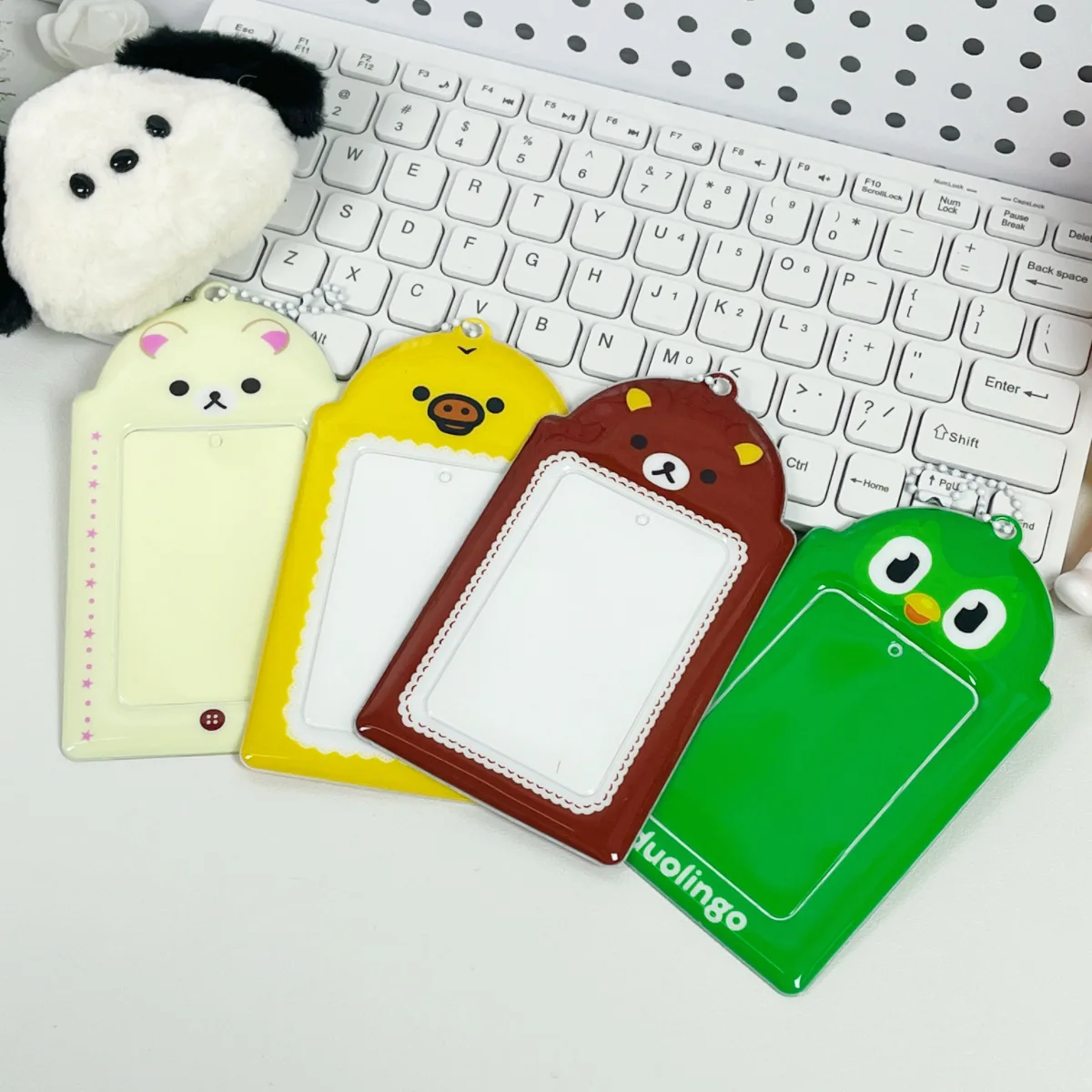 Cute animal PVC card cover star love beans 3-inch campus card storage display pendant 5