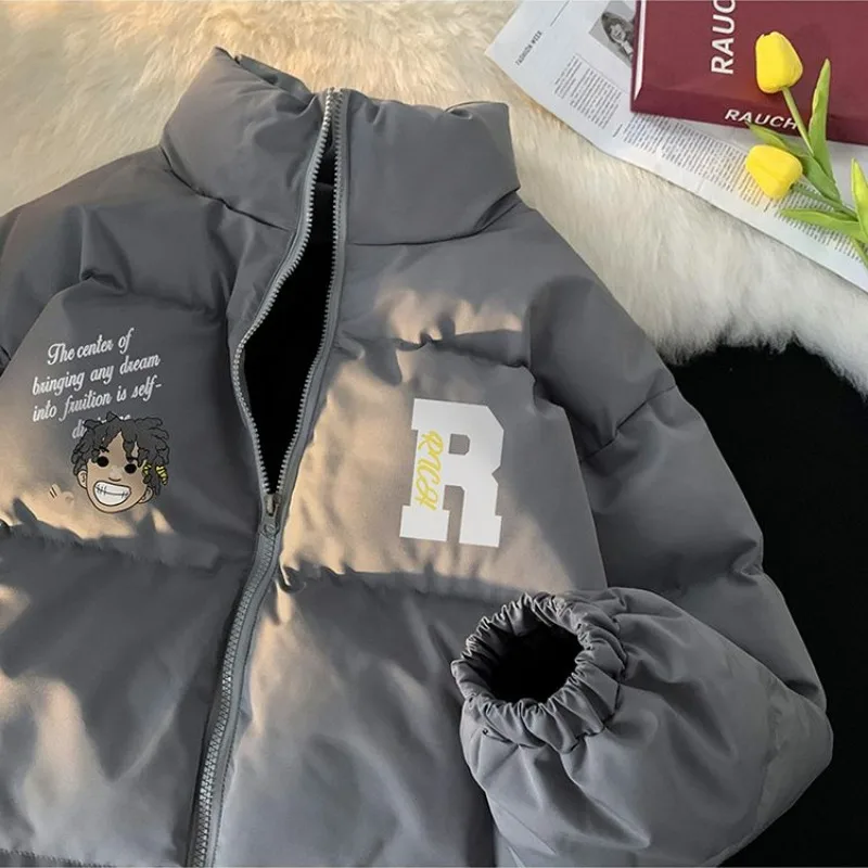 Cotton-Padded Coat Men Autumn and Winter 2023 New Loose Cotton Coat Warm Students Cotton-Padded Jacket