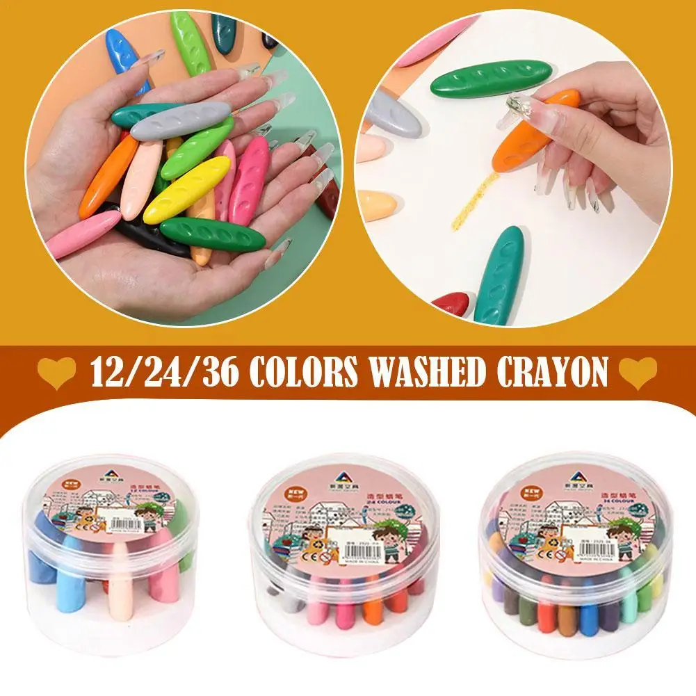 

12/24/36 Colors Do Not Dirty Hands Plastic Crayon Plastic Washable Colored Crayon Erasable Painting Tools Gift Supplies