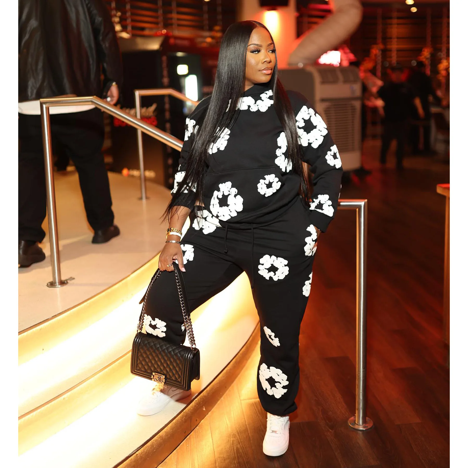 

Fashion Sweatshirts Two Piece Sets Women Winter Clothing Casual Stretwear Floral Outfits Sporty Pullover Hooded Sweatpants Suits