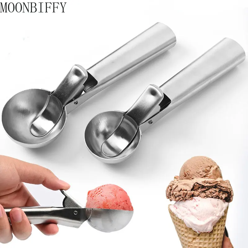 Ice Cream Scoops Stacks Stainless Steel Ice Cream Digger Non-Stick Fruit Ball Maker Watermelon Spoon Tool ice cream scoop ice shovel scoop