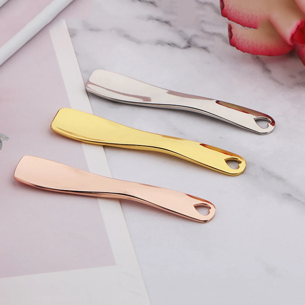 Reusable 1pcs Eye Cream Stick Silver Gold Makeup Tools Cosmetic Spatula Curved Scoop Cosmetic Spoons Makeup Mask Cream Spoon