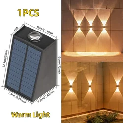 Solar - Powered LED Outdoor Wall Lamp - Waterproof Garden & Patio Decoration Light (2LED Warm Light)