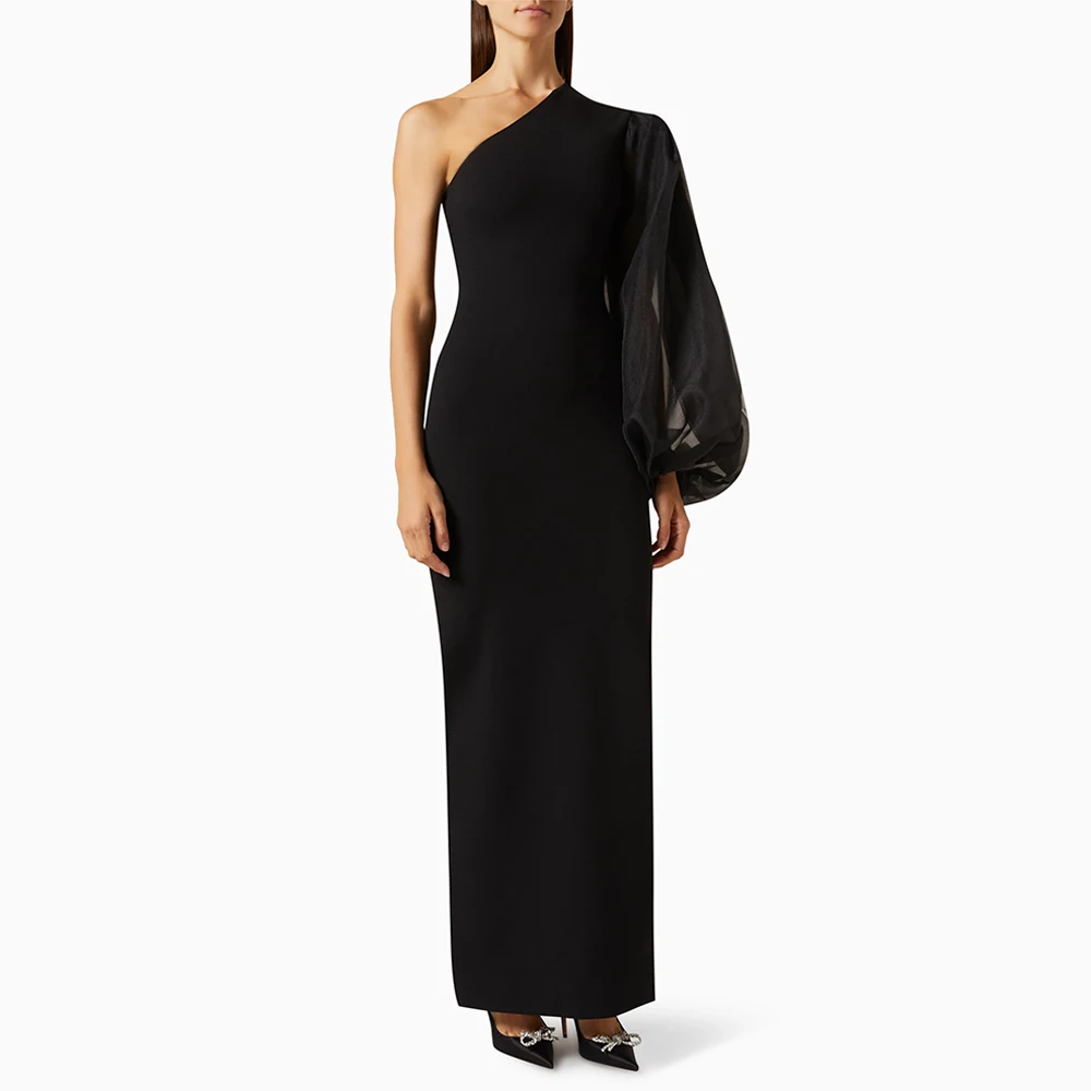 One Shoulder Puff Sleeve Column Wedding Guest Gowns Maxi Formal Evening Dress | eBay One Shoulder Puff Sleeve Column Wedding Guest Gowns Maxi Formal Evening Dress | eBay