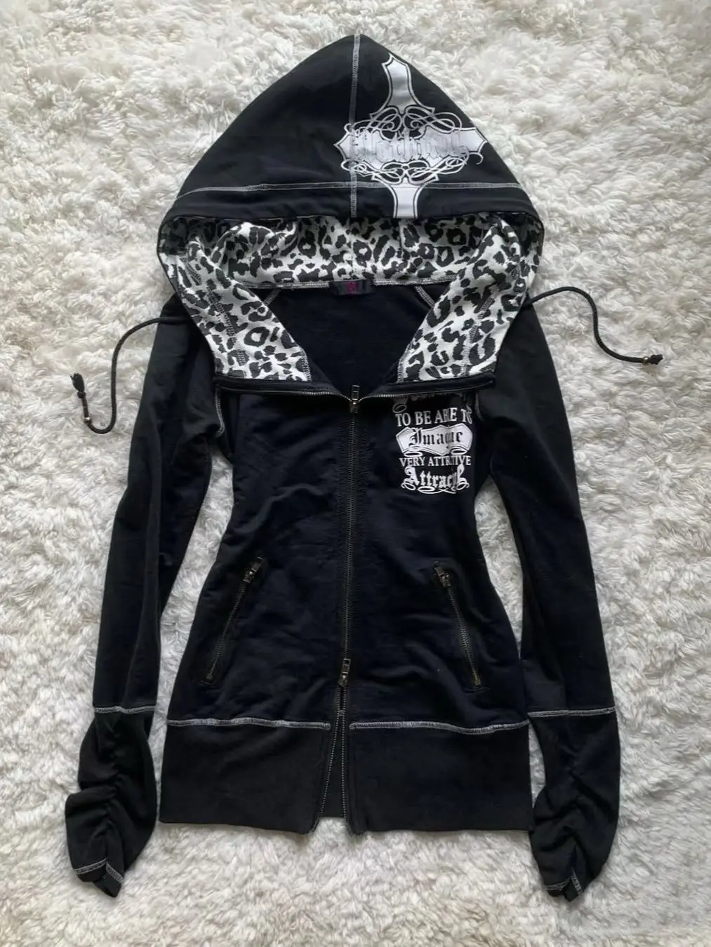 슬림 피트 매운 소녀 빈티지 다목적 레오파드 프린트 블랙 스웨터 고딕 하라주쿠 가을/겨울 가디건 카와이 옷 - AliExpress