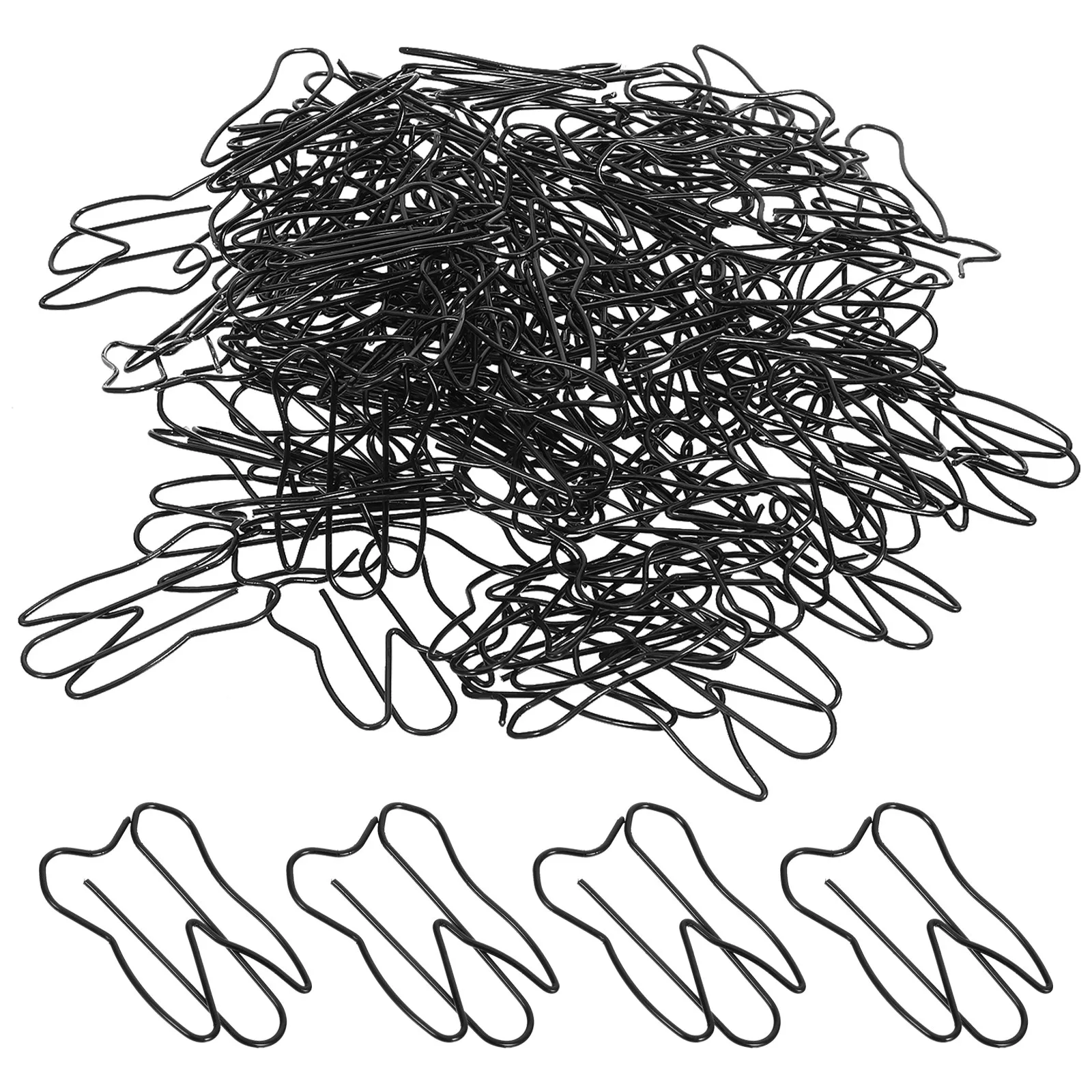 100Pcs 검은 종이 클립 치아 모양 사무실 문서 용 크리 에이 티브 클립 노트 학생 문구 치아 종이 클립