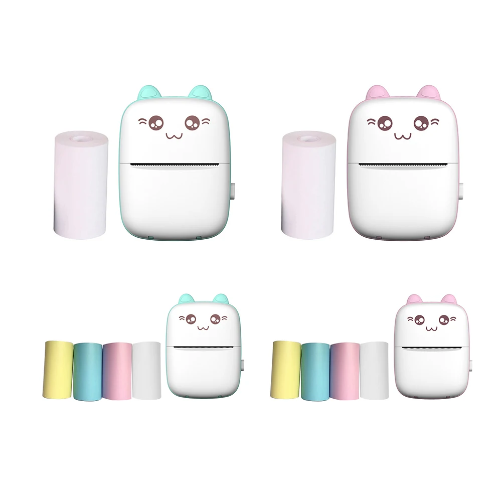 미니 접착 라벨 프린터 블루투스 호환 포켓 열전사 프린터 사진 영수증 메모 목록용 무선 스마트 프린터