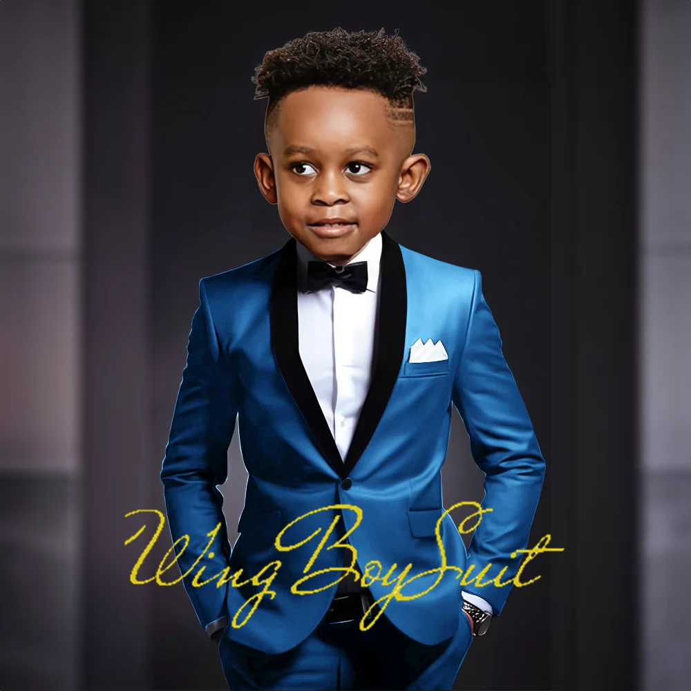 Boys Suits 2 Piece Classic Fleece Collar Wedding Tuxedo Formal Slim Fit Kids Jackets Pants 2-16 Years Tailored Clothes