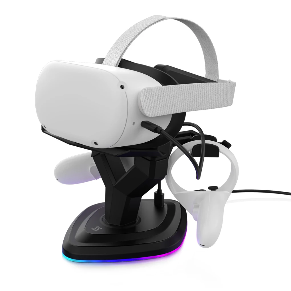 RGB Colorful Charger Dock Holder 5.0V DC 3.0A for Quest 2 Helmet Gamepad Anti-slip Charging Docking Station Base |