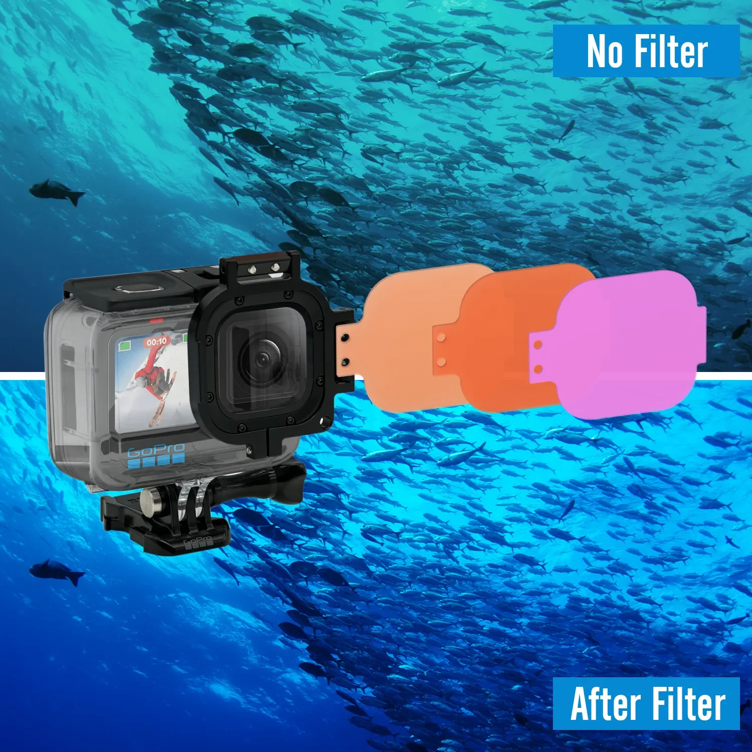 Red Filter For Gopro Filter Kit Dive For Gopro Hero 8 9 10 11 12 Free Scuba Diving Photography Accessories