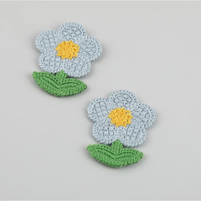 Floral Embroidered Knitted Patches - Decorative Fabric Stickers and Accessories (Set of 10)