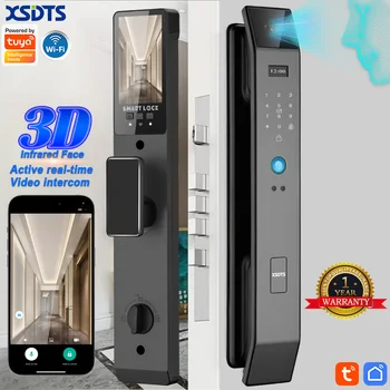 Tuya 3D Face Real-time Intercom Smart Door Lock Biometric Electronic Security Camera Intelligent Fingerprint Password Key Unlock