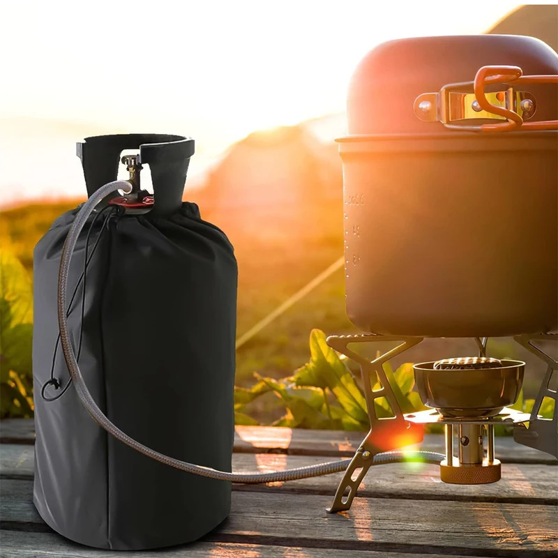 Gas Bottle Cover Waterproof 210D Oxford Cloth Foldable Dustproof UV Resistant Windproof for Kitchen RV Outdoor Cooking