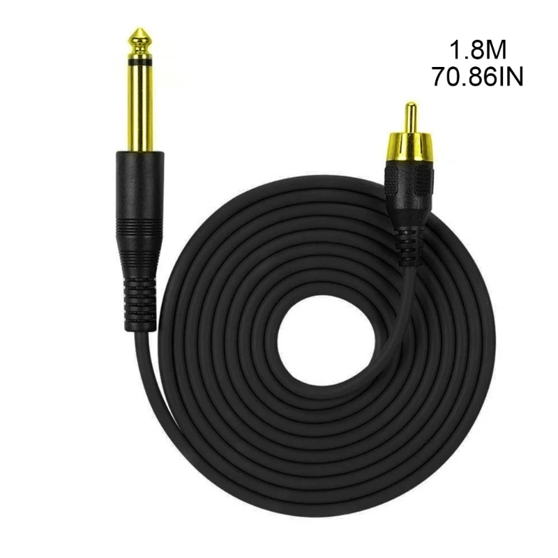 Clip Cord 1.8m Professional Cord Wire Power Supply Hook Line 5.9ft 6.35mm to RCA Male For Tattoo Machines